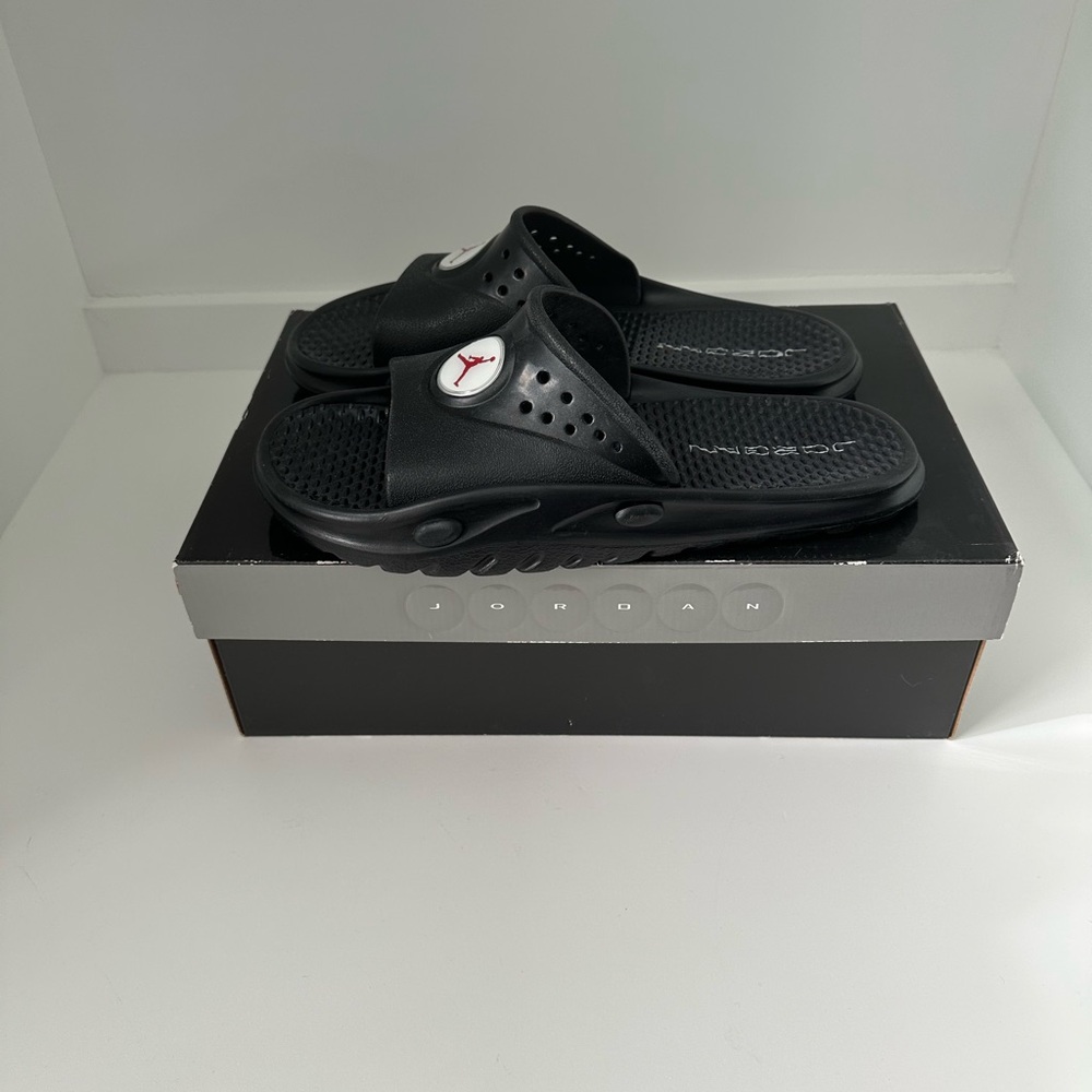 Jordan Black Slide Sandals with Textured Sole